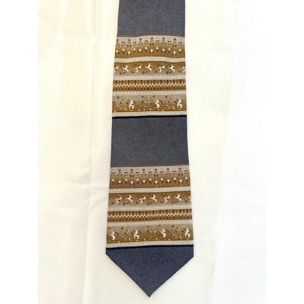 EMILIO PONTI NECKTIE TIE BLACK BROWN GOLD 4 X 58